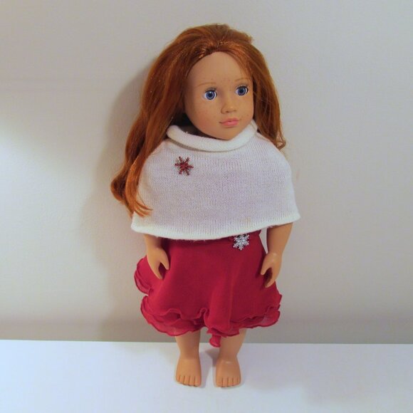 American Girl red Merry and Bright snowflake dress and white snowflake capelet - Picture 7 of 7